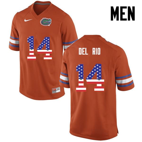 Men's NCAA Florida Gators Luke Del Rio #14 Stitched Authentic USA Flag Fashion Nike Orange College Football Jersey ZVT5265ME